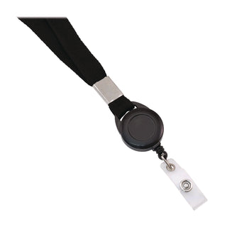 Advantus Badge Reel Lanyard - 12 / Pack - 36" Length - Black - Woven