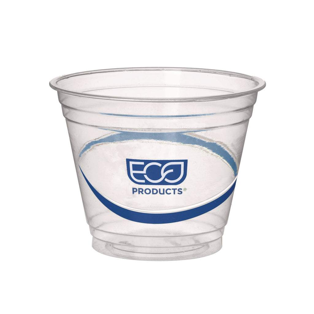 BlueStripe 25% Recycled Content Cold Cups, 9 oz, Clear/Blue, 50/Pack, 20 Packs/Carton - 