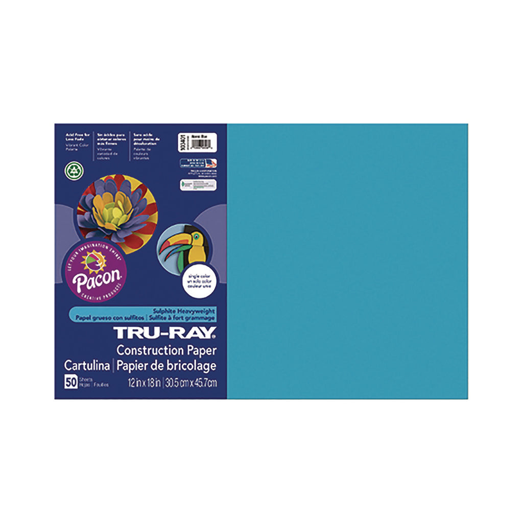Tru-Ray Construction Paper - Art Project - 18"Width x 12"Length - 50 / Pack - Atomic Blue - Sulphite