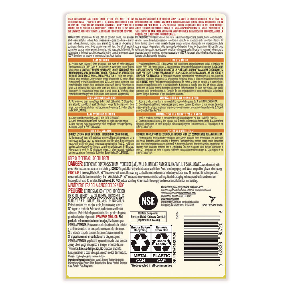 Oven and Grill Cleaner, Unscented, 24 oz Aerosol Spray