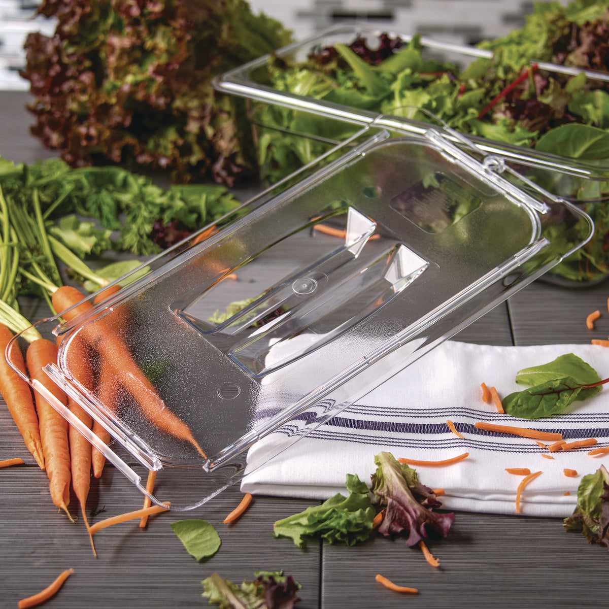 StorPlus Polycarbonate Handled Universal Lid, 7 x 12.5 x 0.88, Clear, Plastic