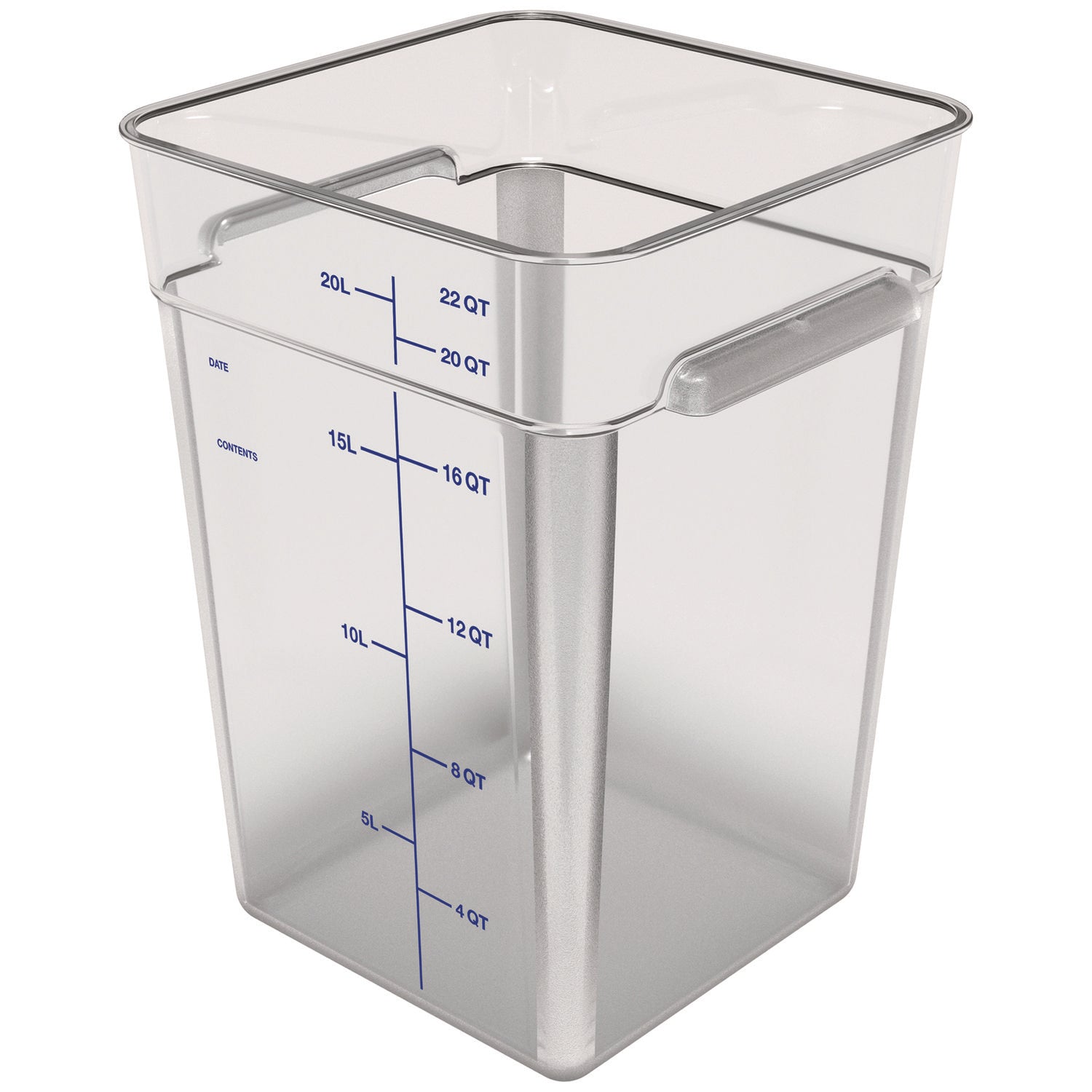 squares-polycarbonate-food-storage-container-22-qt-11-13-x-1113-x-1572-clear-plastic_cfs1195607 - 3