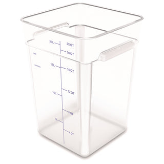 squares-polycarbonate-food-storage-container-22-qt-11-13-x-1113-x-1572-clear-plastic_cfs1195607 - 1
