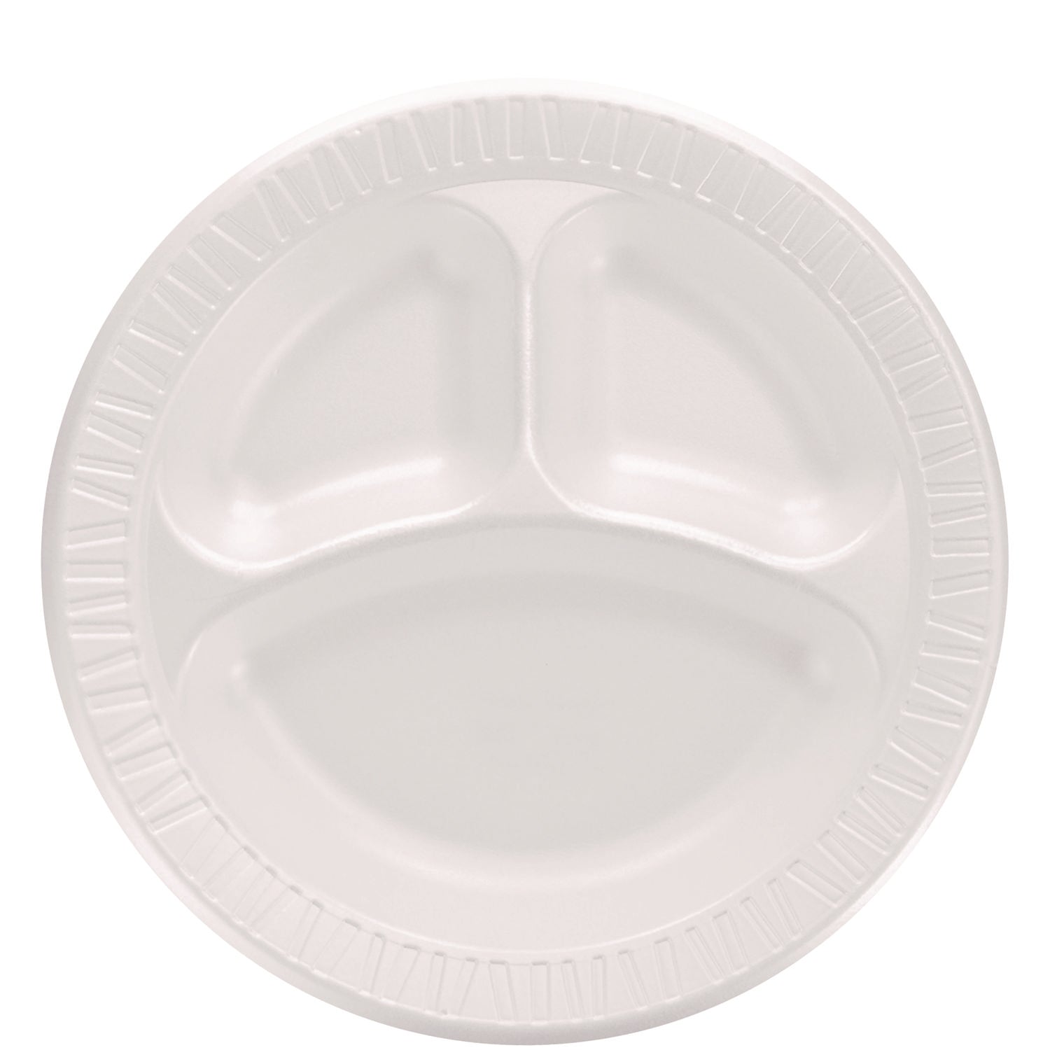 quiet-classic-laminated-foam-dinnerware-3-compartment-plate-10-dia-white-500-carton_dcc10cpwq - 1