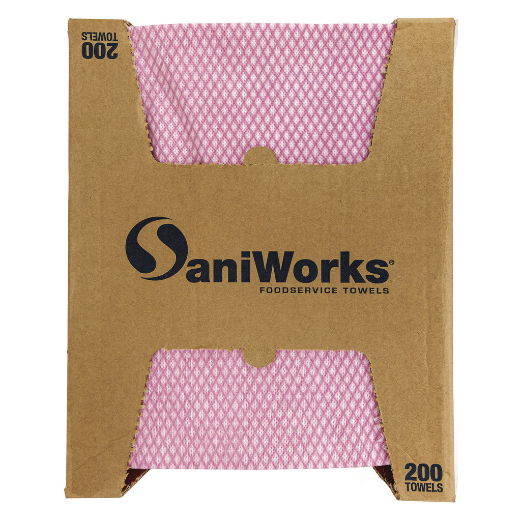 Choice Counter Foodservice Wiper, 1-Ply, 12 x 21, Pink/White, 200/Carton