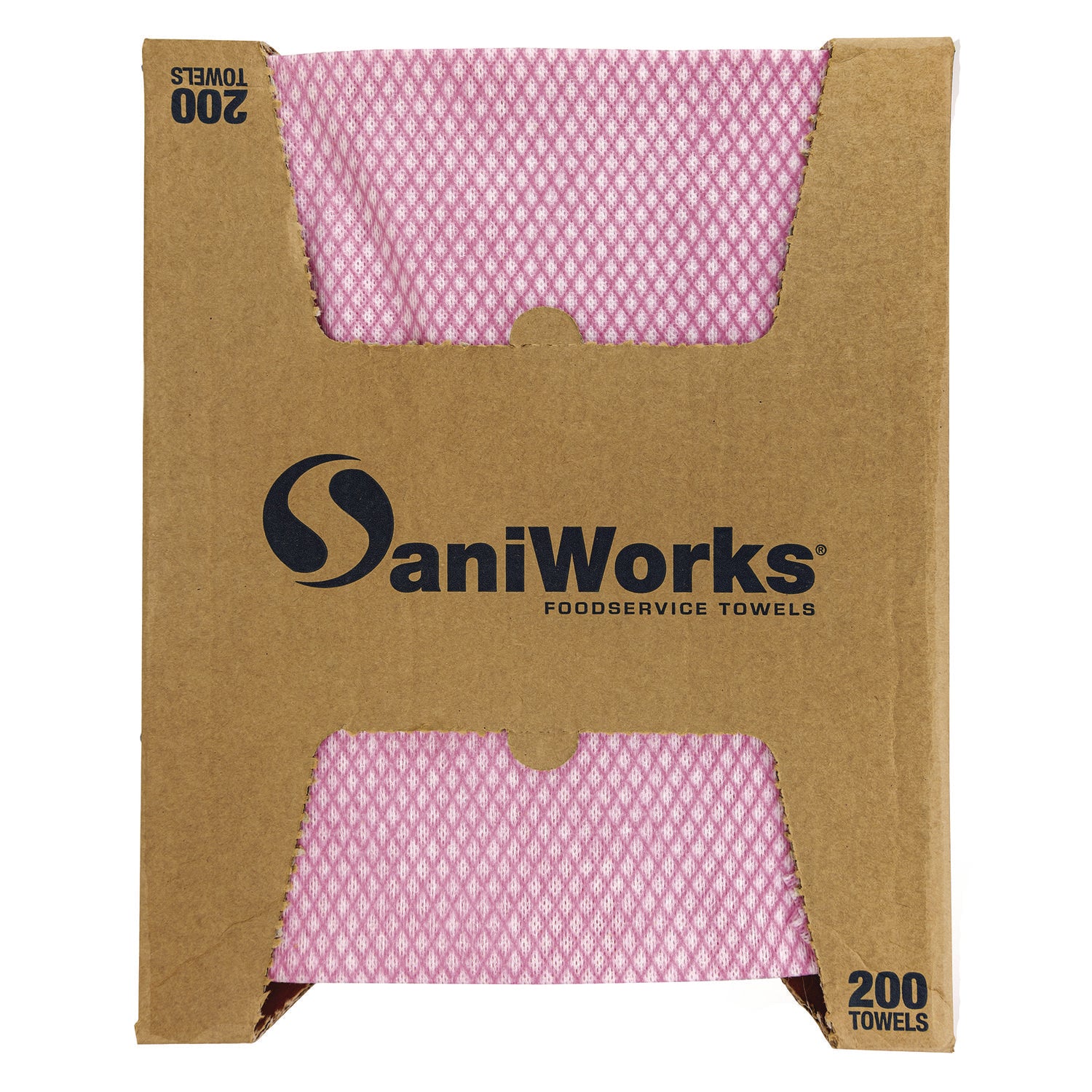 Choice Counter Foodservice Wiper, 1-Ply, 12 x 21, Pink/White, 200/Carton