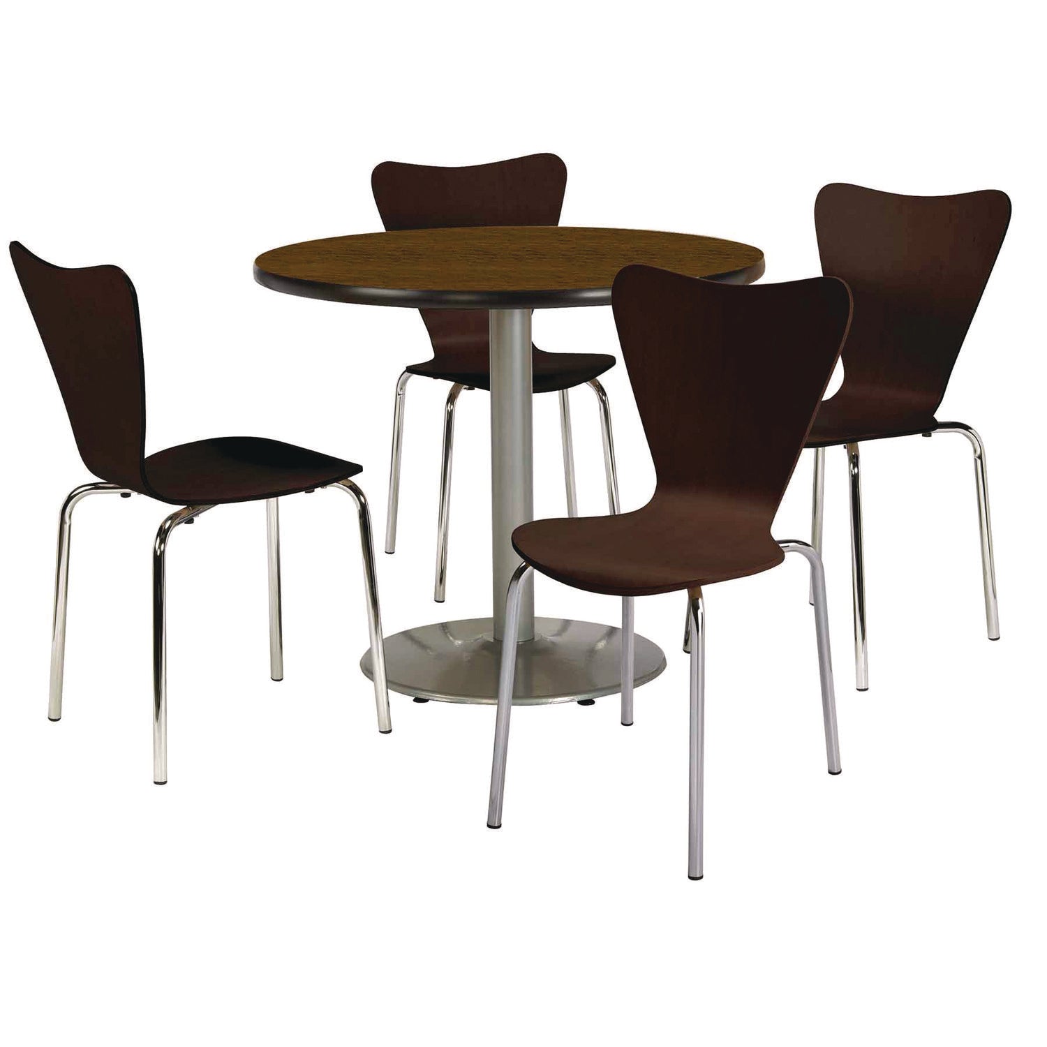 pedestal-table-with-four-espresso-jive-series-chairs-round-36-dia-x-29h-walnut-ships-in-4-6-business-days_kfi810389025064 - 1