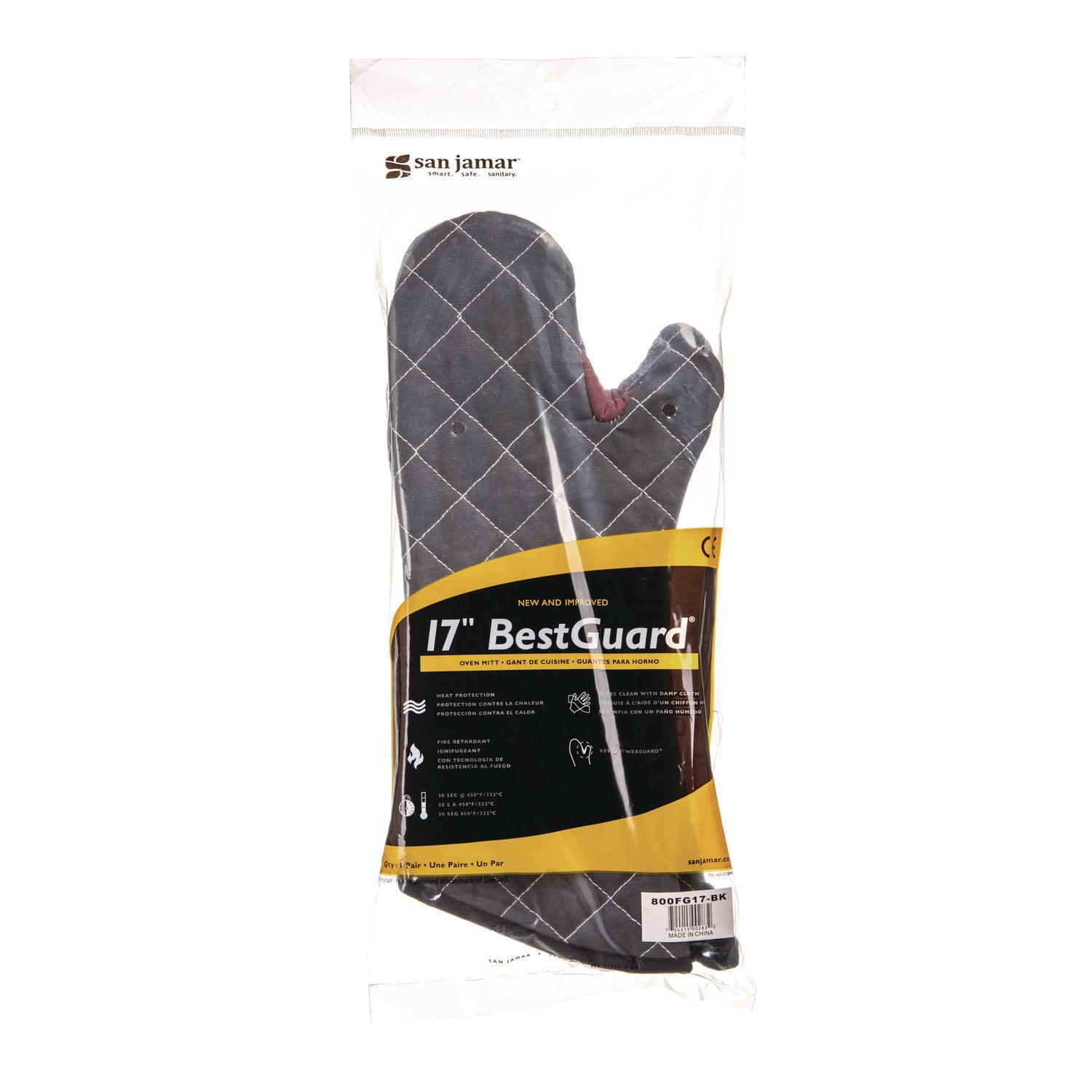 Bestguard Oven Mitt, 17", WebGuard Plus Fabric, Black, Pair - 2