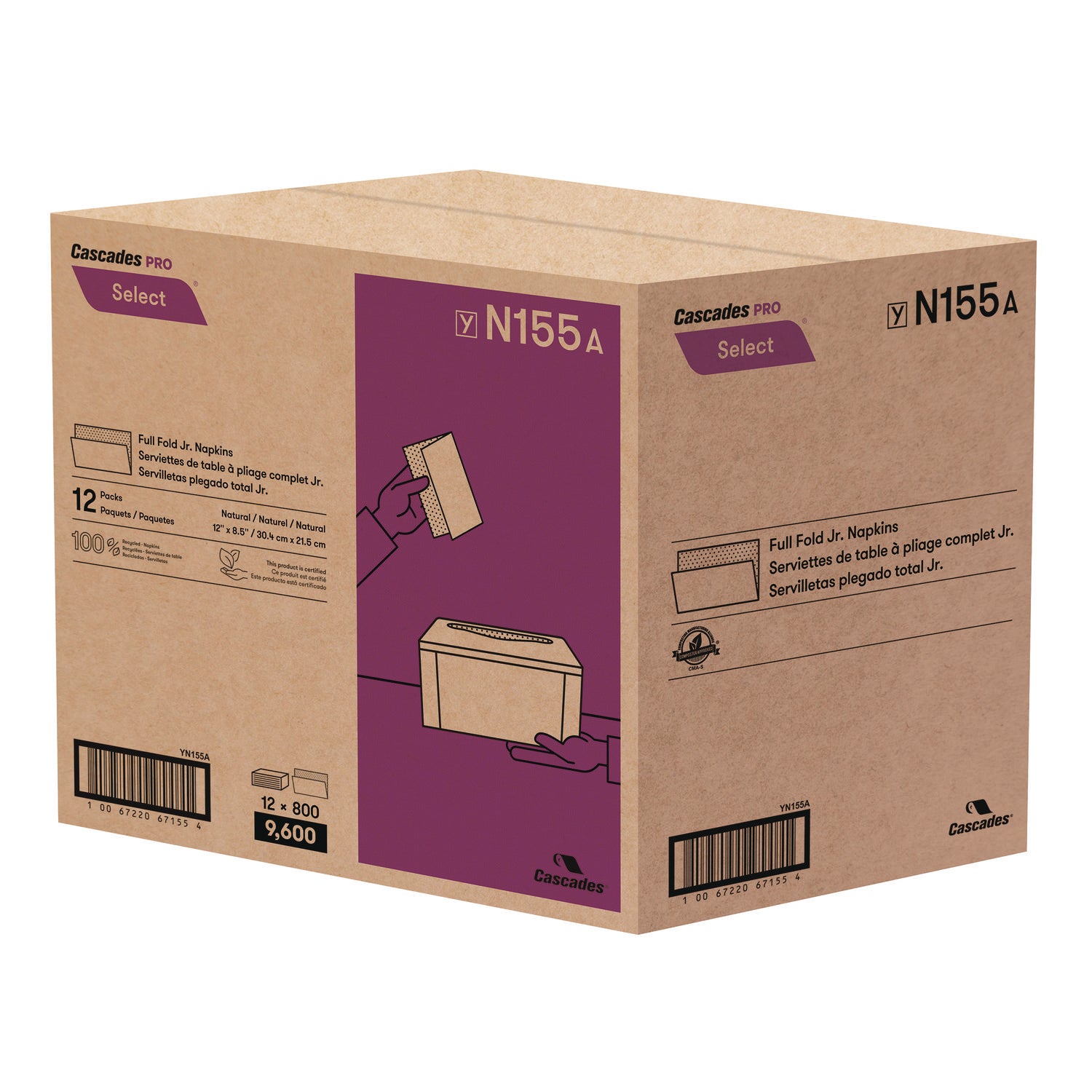 select-full-fold-ii-napkins-1-ply-12-x-85-white-800-pack-12-packs-carton_csdn155 - 2