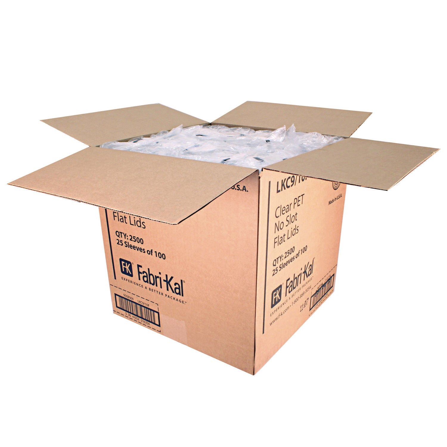 Kal-Clear/Nexclear Drink Cup Lids, Flat No-Slot, Fits 9 to 10 oz Cold Cups, Clear, 2,500/Carton