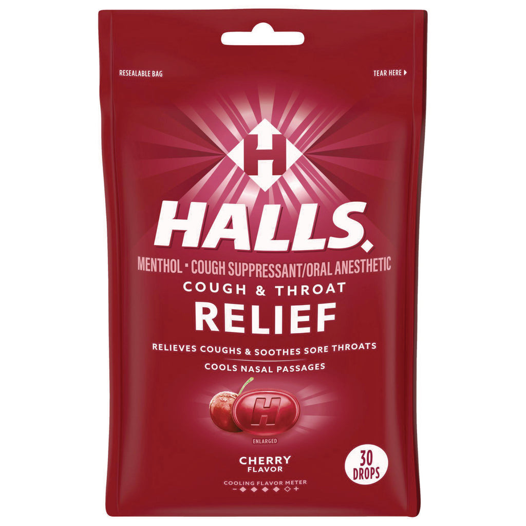 Triple Action Cough Drops, Cherry, 30/Bag, 12 Bags/Box