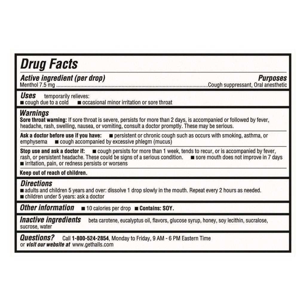Triple Action Cough Drops, Honey-Lemon, 30/Bag, 12 Bags/Box