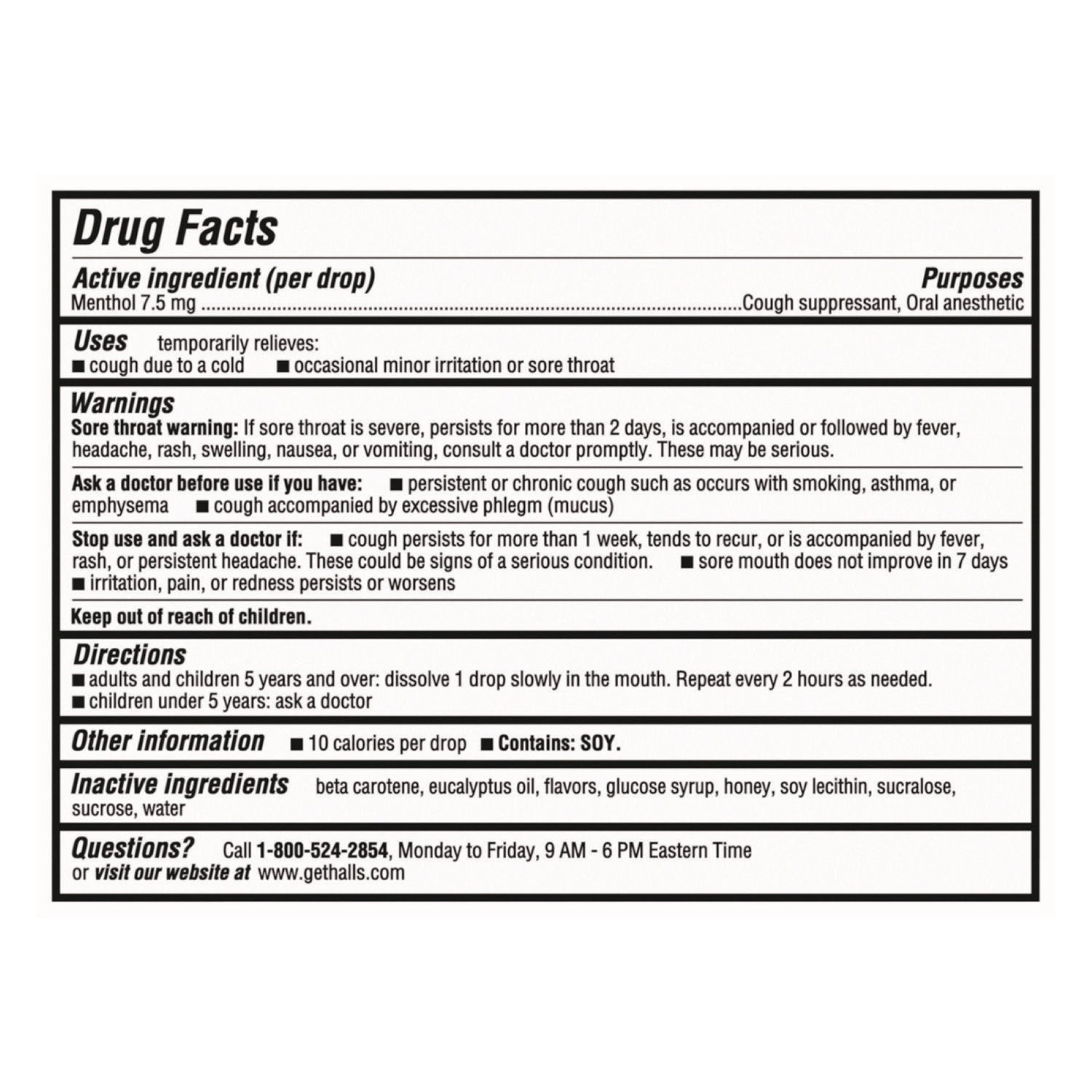 Triple Action Cough Drops, Honey-Lemon, 30/Bag, 12 Bags/Box