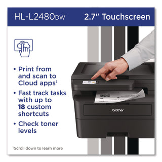 Wireless HL-L2480DW Compact Monochrome Multi-Function Laser Printer, Copy/Print/Scan