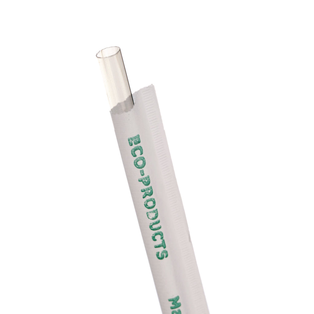 Clear Wrapped Straw, 7.75", PLA, 400/Pack, 24 Packs/Carton - 
