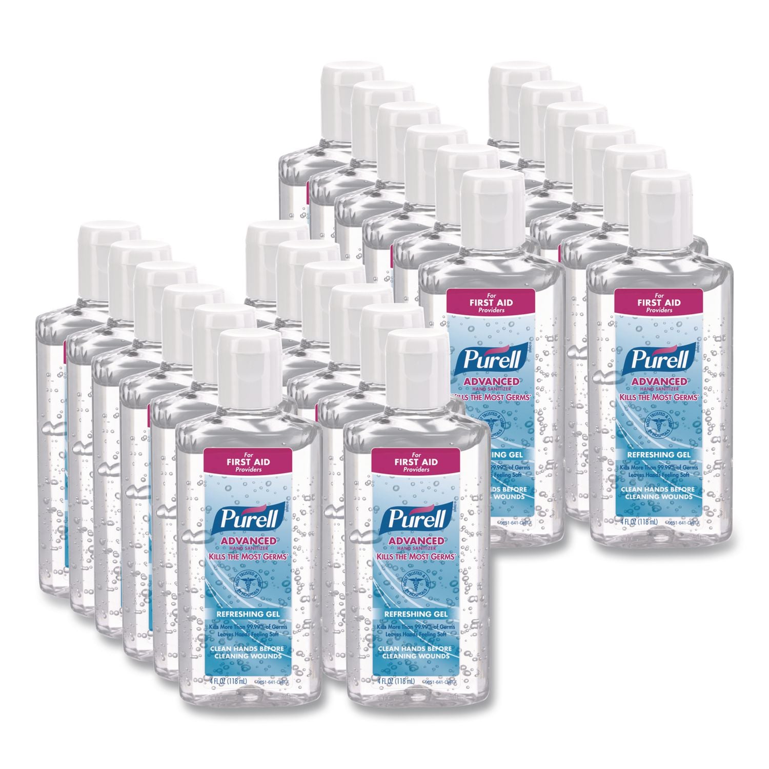 Advanced Hand Sanitizer Refreshing Gel, 4 oz Flip-Cap Bottle, Clean Scent, 24/Carton