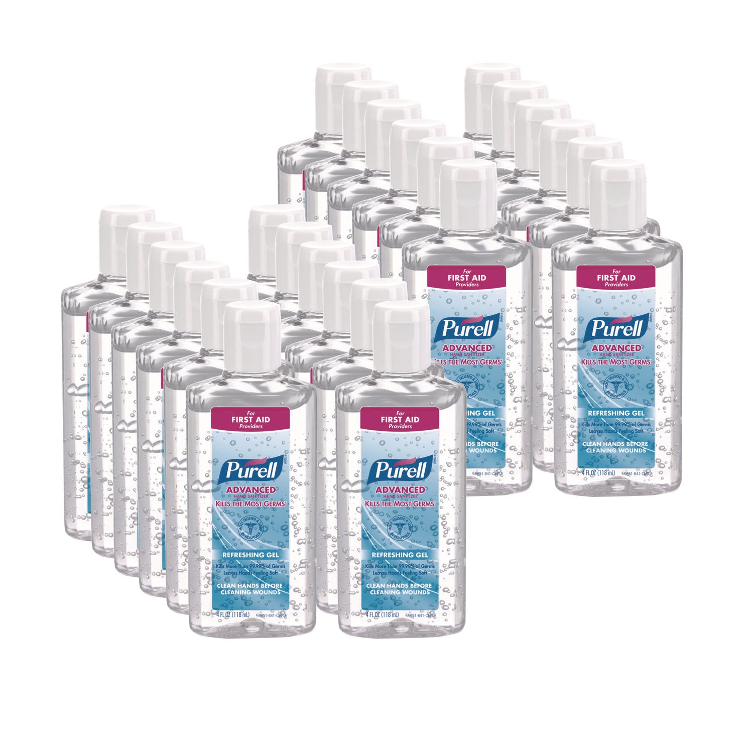 Advanced Hand Sanitizer Refreshing Gel, 4 oz Flip-Cap Bottle, Clean Scent, 24/Carton - 