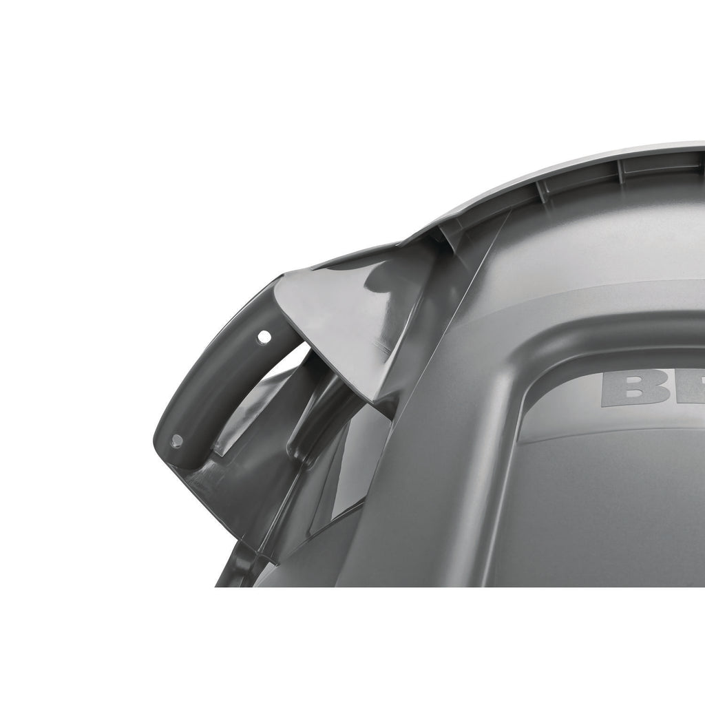 Vented Round Brute Container, 10 gal, Plastic, Gray