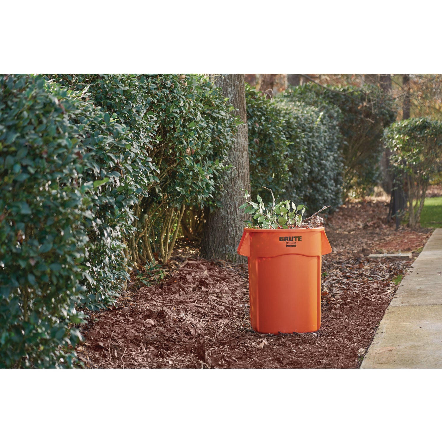 Brute Round Container, 32 gal, Resin, Orange - 2