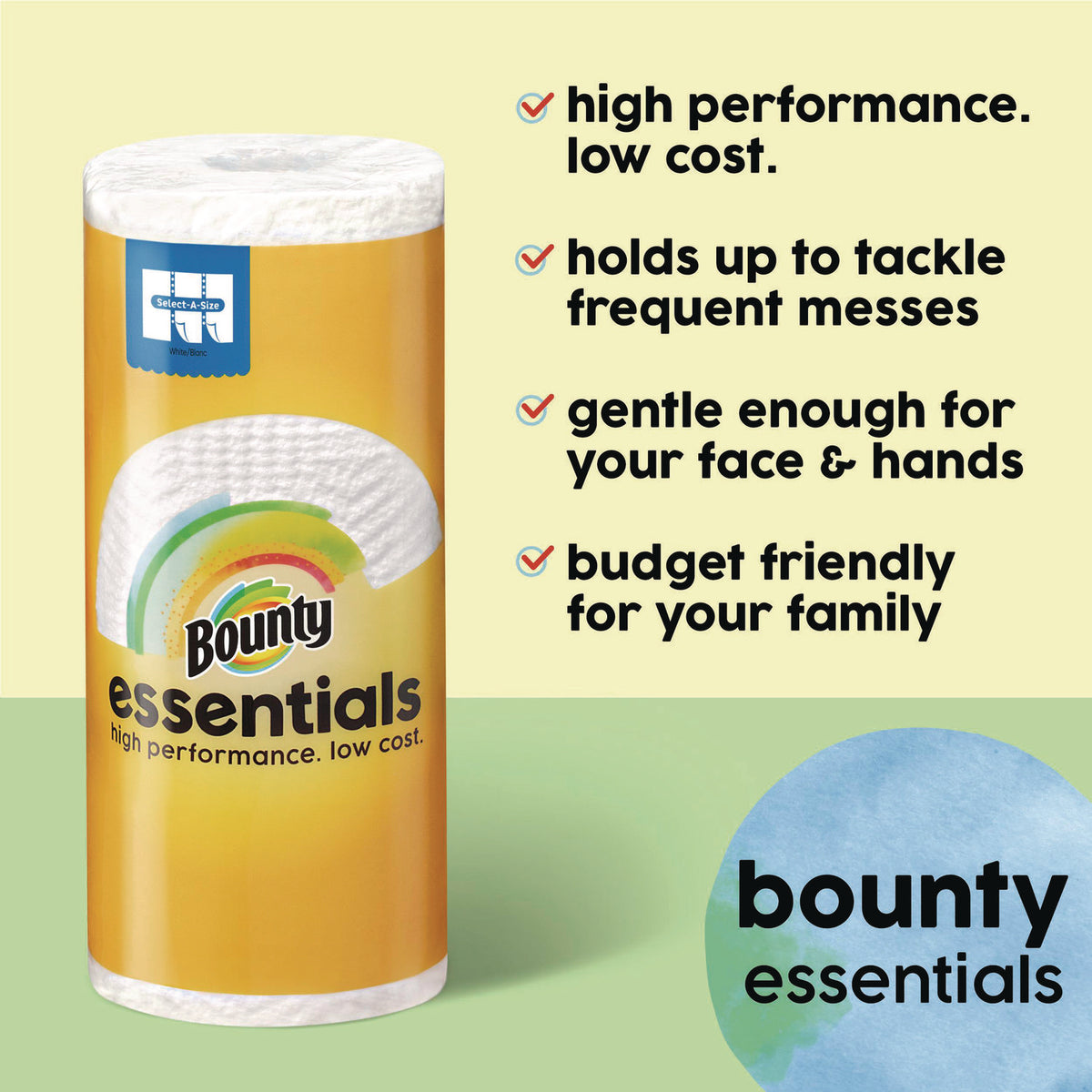 Essentials Select-A-Size Kitchen Roll Paper Towels, 2-Ply, 108 Sheets/Roll, 12 Rolls/Carton