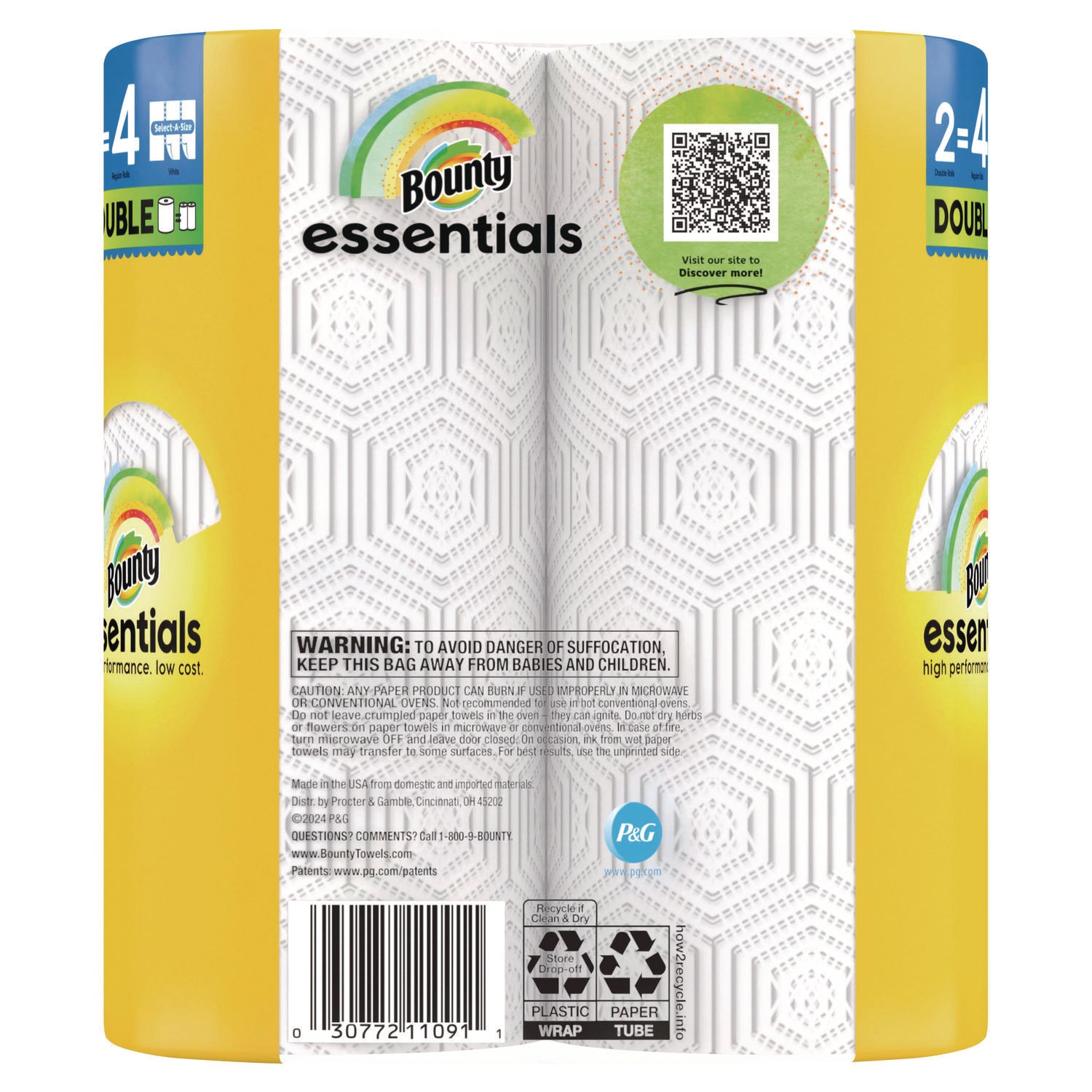 essentials-select-a-size-kitchen-roll-paper-towels-2-ply-white-108-sheets-roll-2-pack-8-packs-carton_pgc14019 - 4
