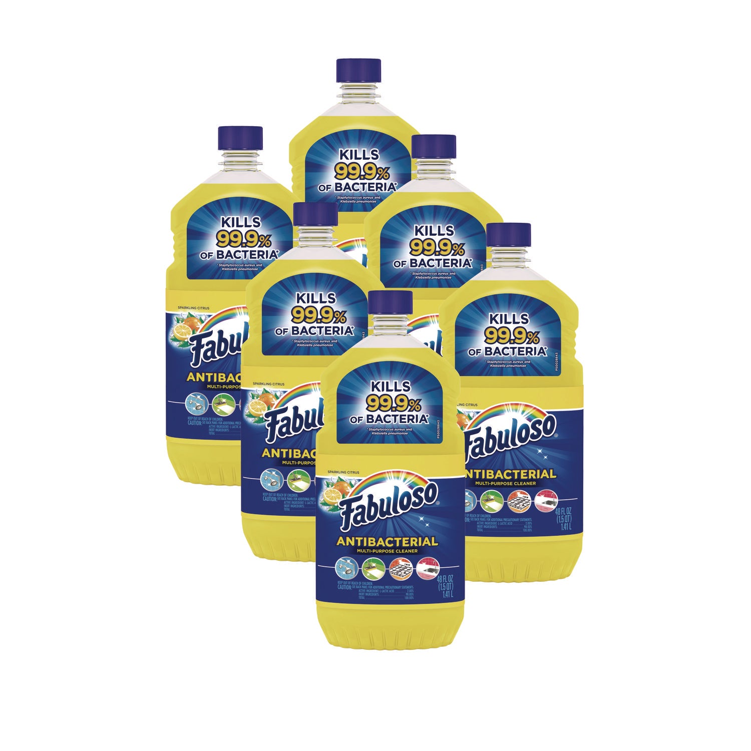 Antibacterial Multi-Purpose Cleaner, Sparkling Citrus Scent, 48 oz Bottle, 6/Carton - 1