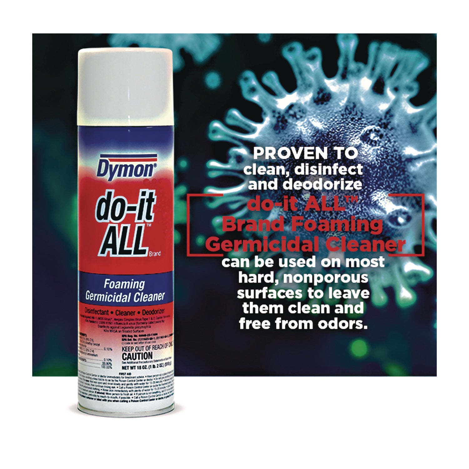 do-it-ALL Germicidal Foaming Cleaner, 18 oz Aerosol Spray, 12/Carton - 