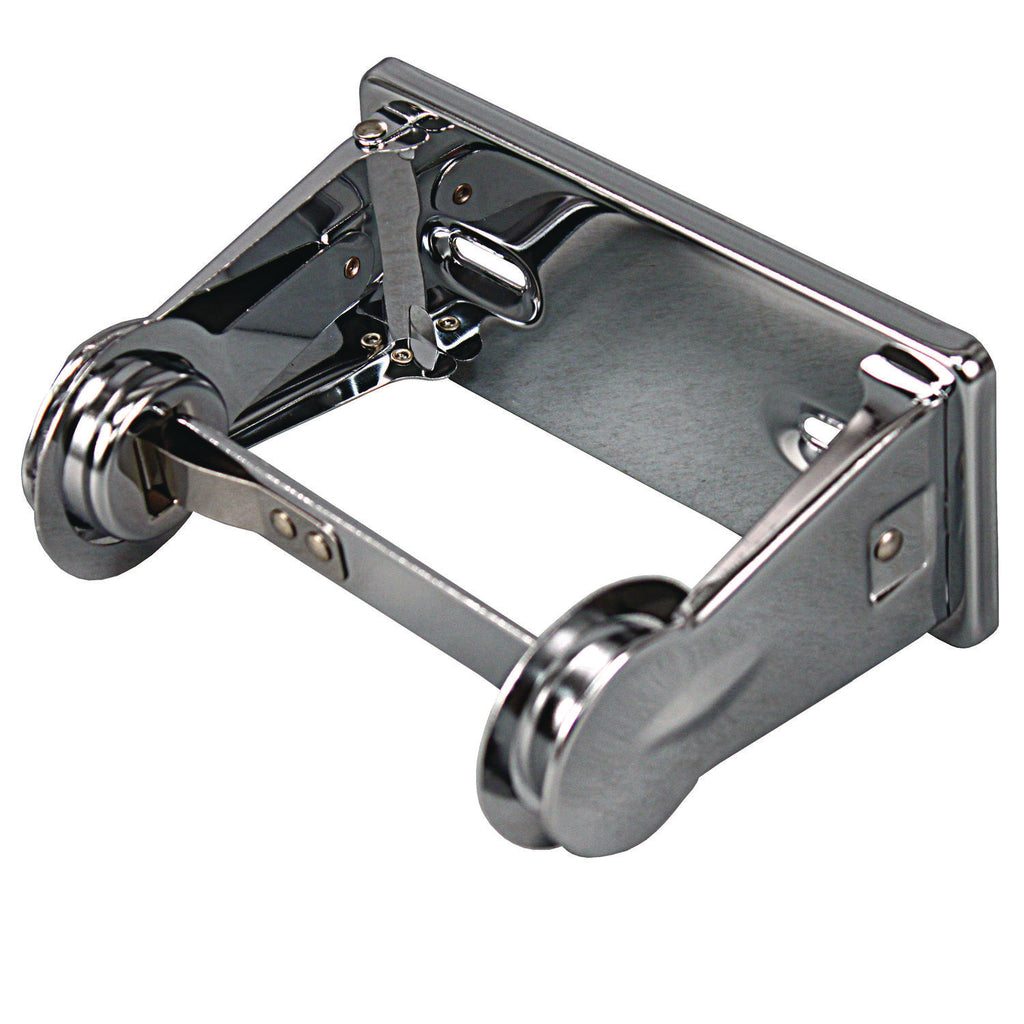 Single Roll Toilet Tissue Dispenser, 6.5 x 4.5 x 2.75, Chrome, 1 Dozen