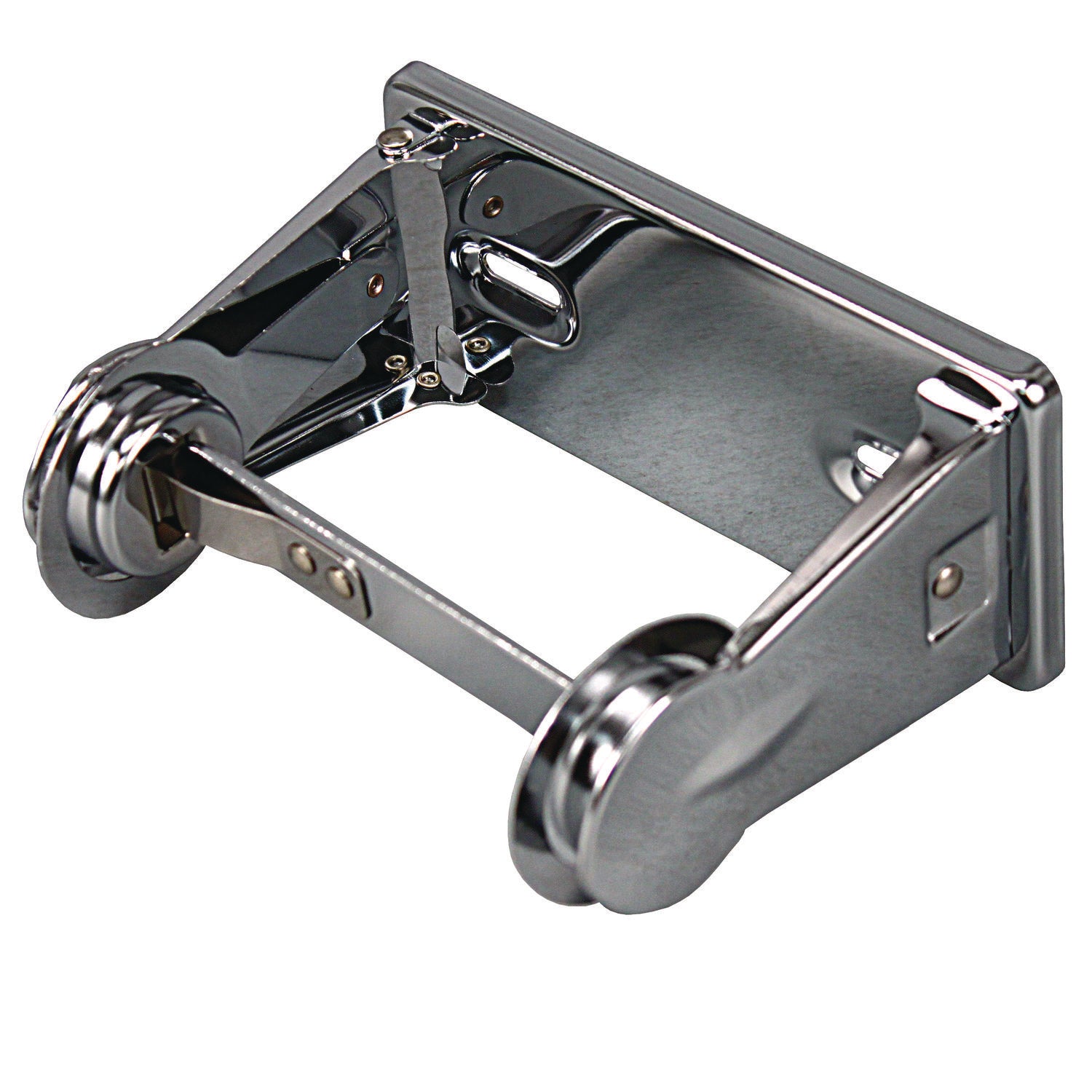 Single Roll Toilet Tissue Dispenser, 6.5 x 4.5 x 2.75, Chrome, 1 Dozen