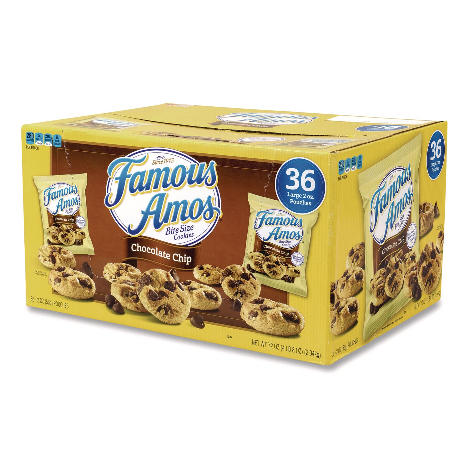 Famous Amos Cookies, Chocolate Chip, 2 oz Bag, 36/Carton, Ships in 1-3 Business Days