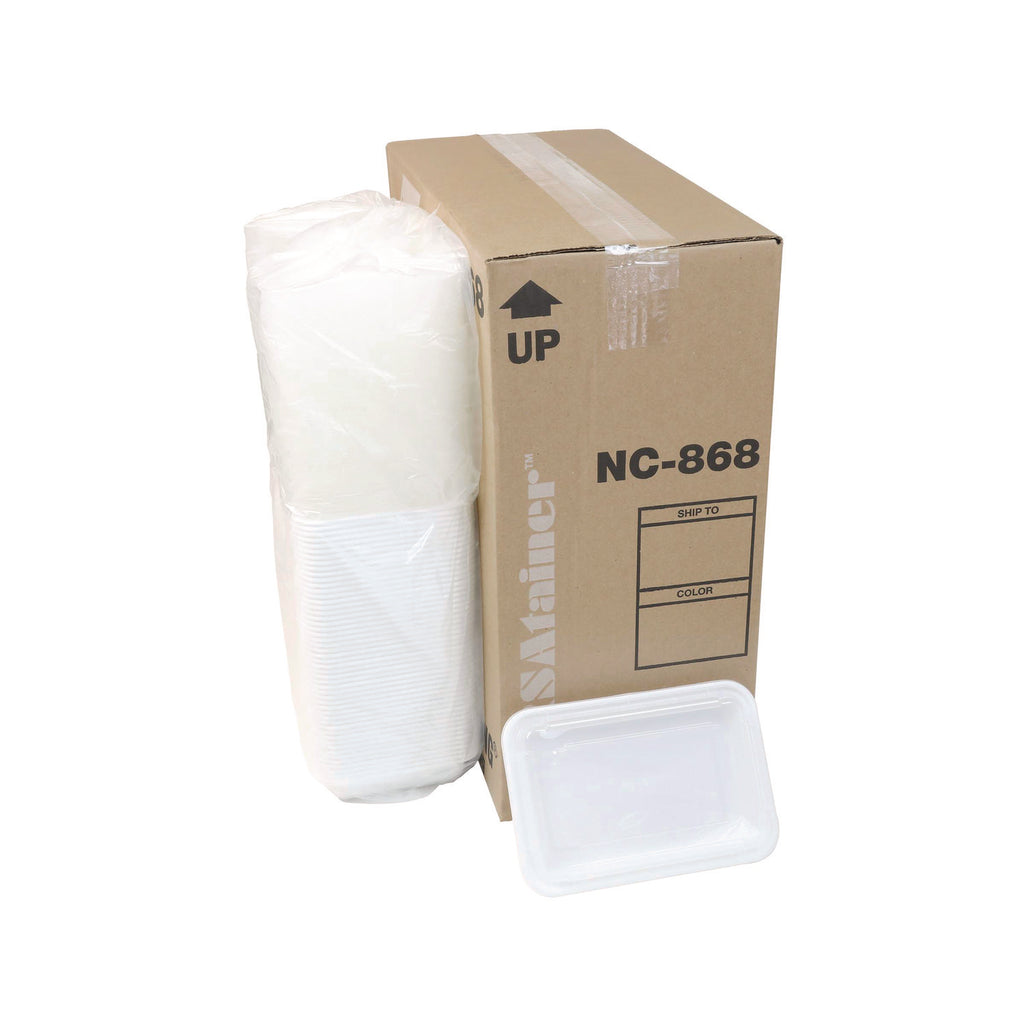 Newspring VERSAtainer Microwavable Containers, 8.8 x 6 x 2, White/Clear, Base/Lid Combo, 150/Carton