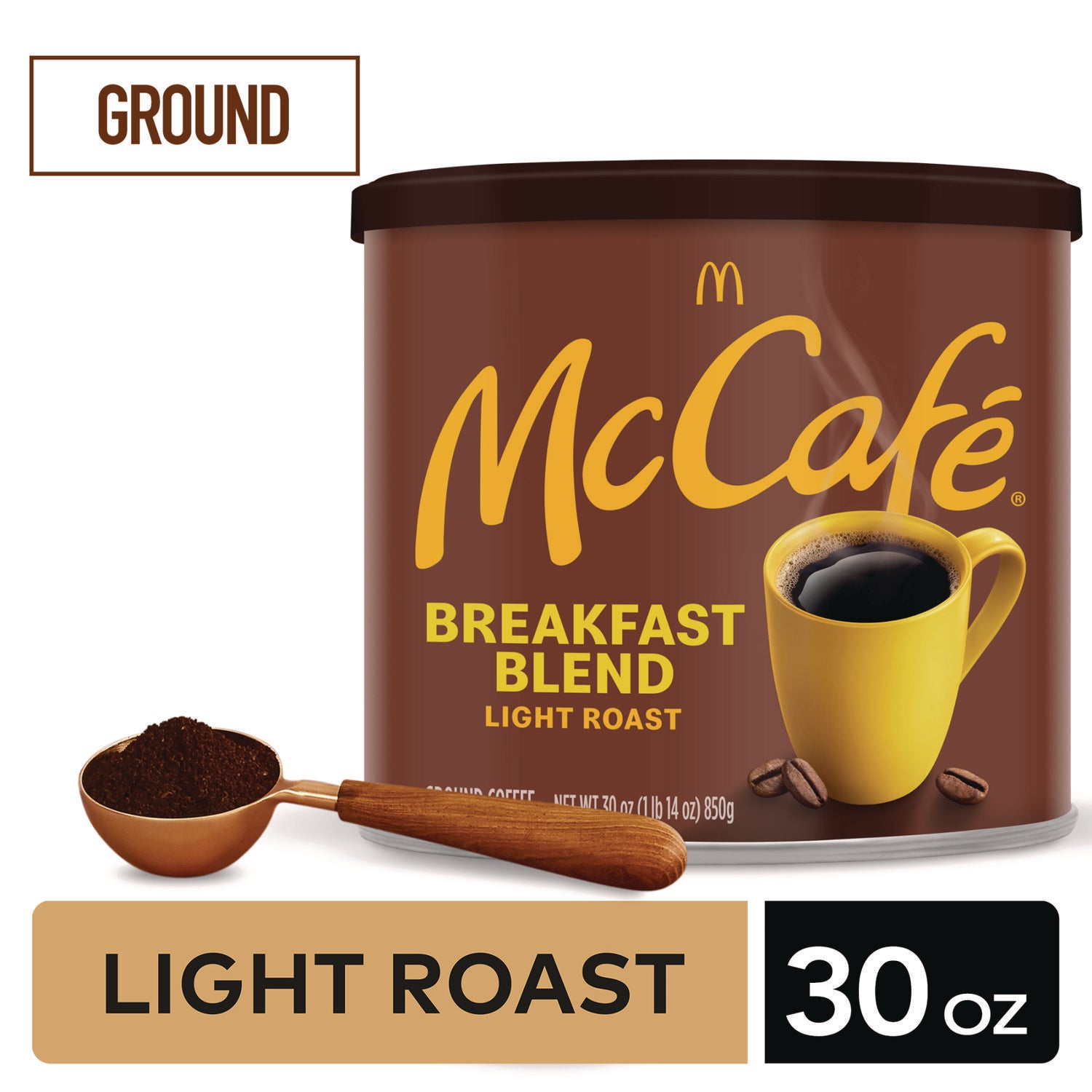 Ground Coffee, Breakfast Blend, 30 oz Can