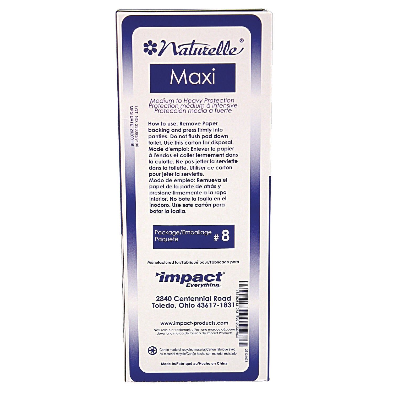 naturelle-maxi-pads-#8-ultra-thin-250-individually-wrapped-carton_imp25131073 - 4