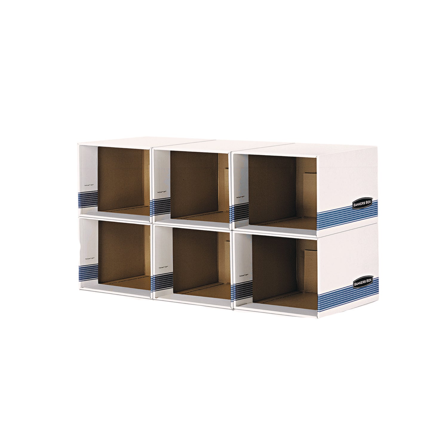 File/Cube Box Shell, Legal/Letter, 23.75 x 19.75, White/Blue, 6/Carton - 