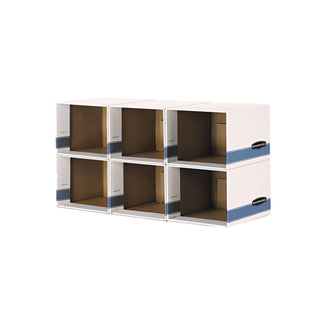 File/Cube Box Shell, Legal/Letter, 23.75 x 19.75, White/Blue, 6/Carton - 