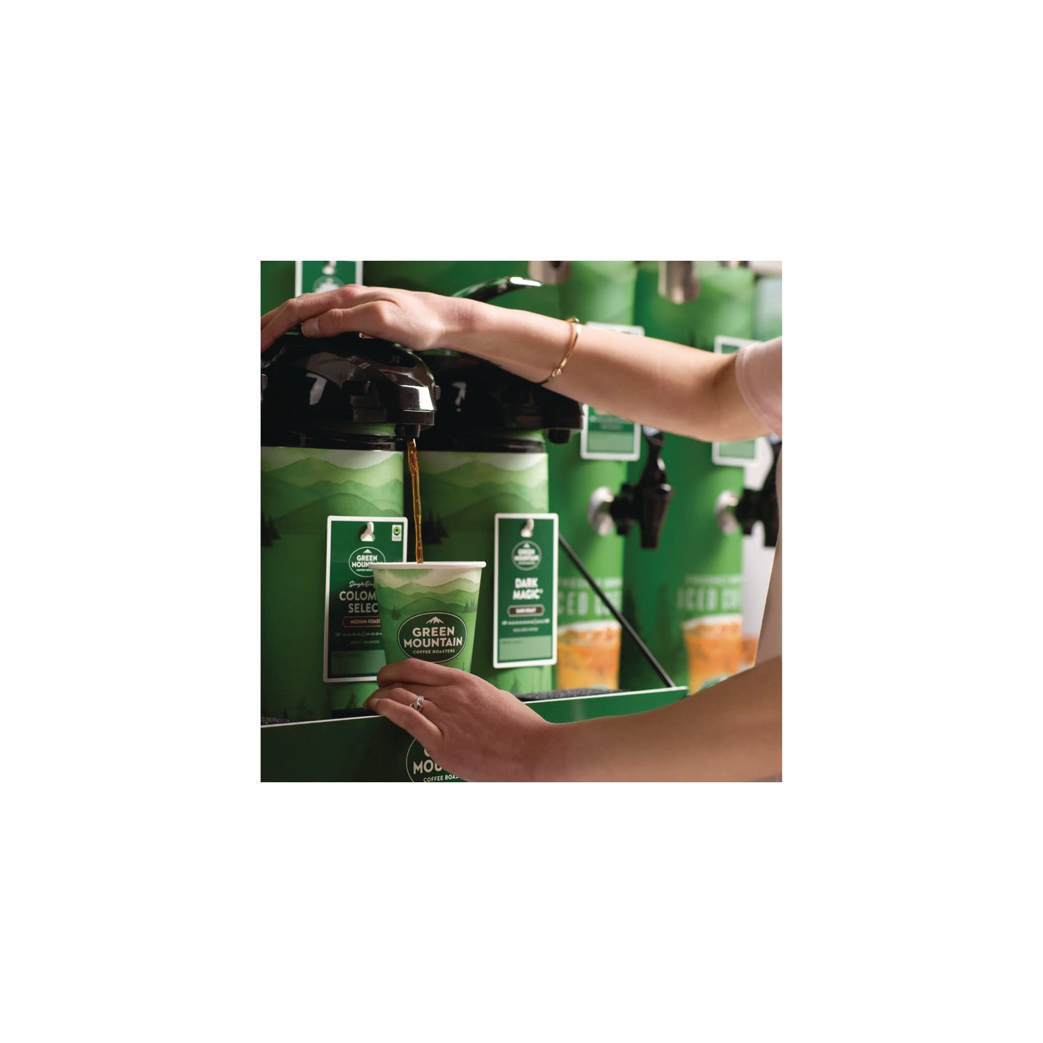 Paper Hot Cups, 16 oz, Green Mountain Design, Multicolor, 1,000/Carton
