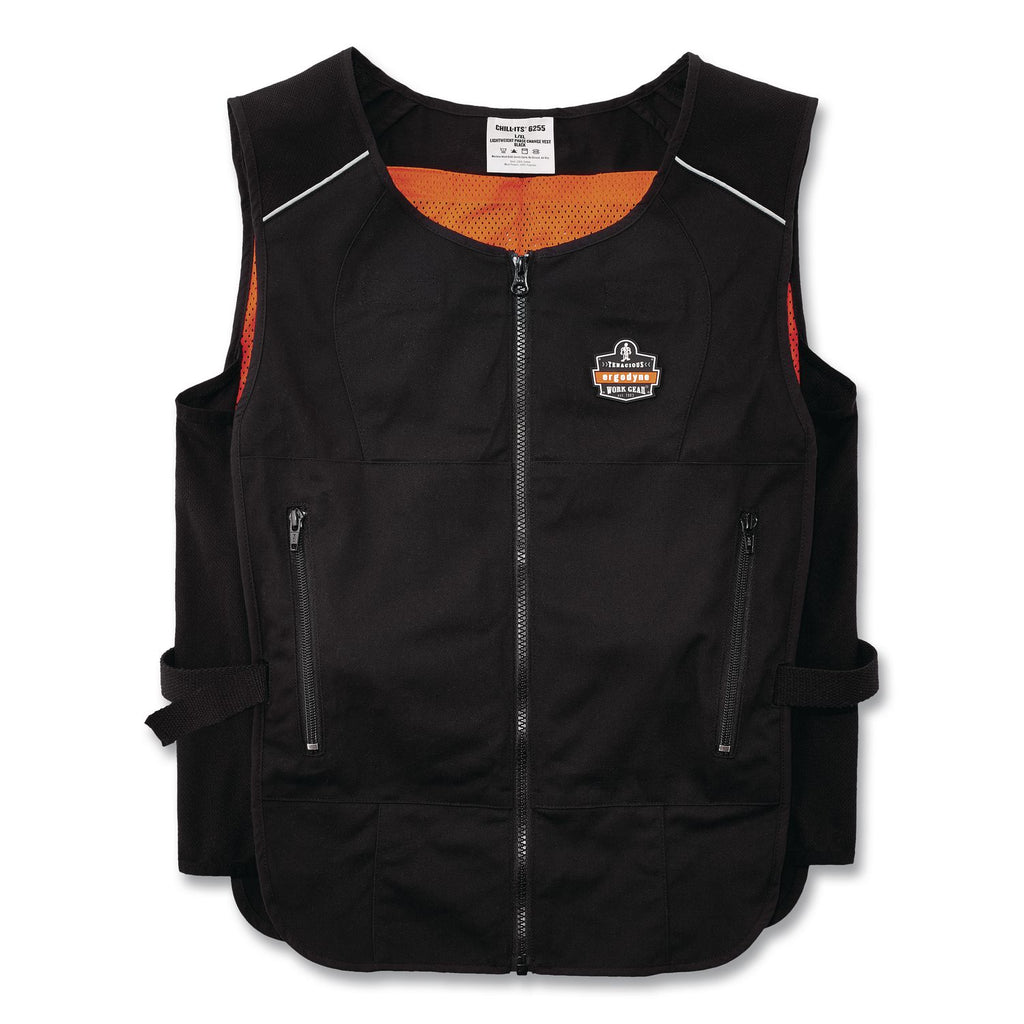 Chill-Its 6260 Lightweight Phase Change Cooling Vest with Packs, Cotton/Poly, 2X-Large/3X-Large, Black, Ships in 1-3 Bus Days