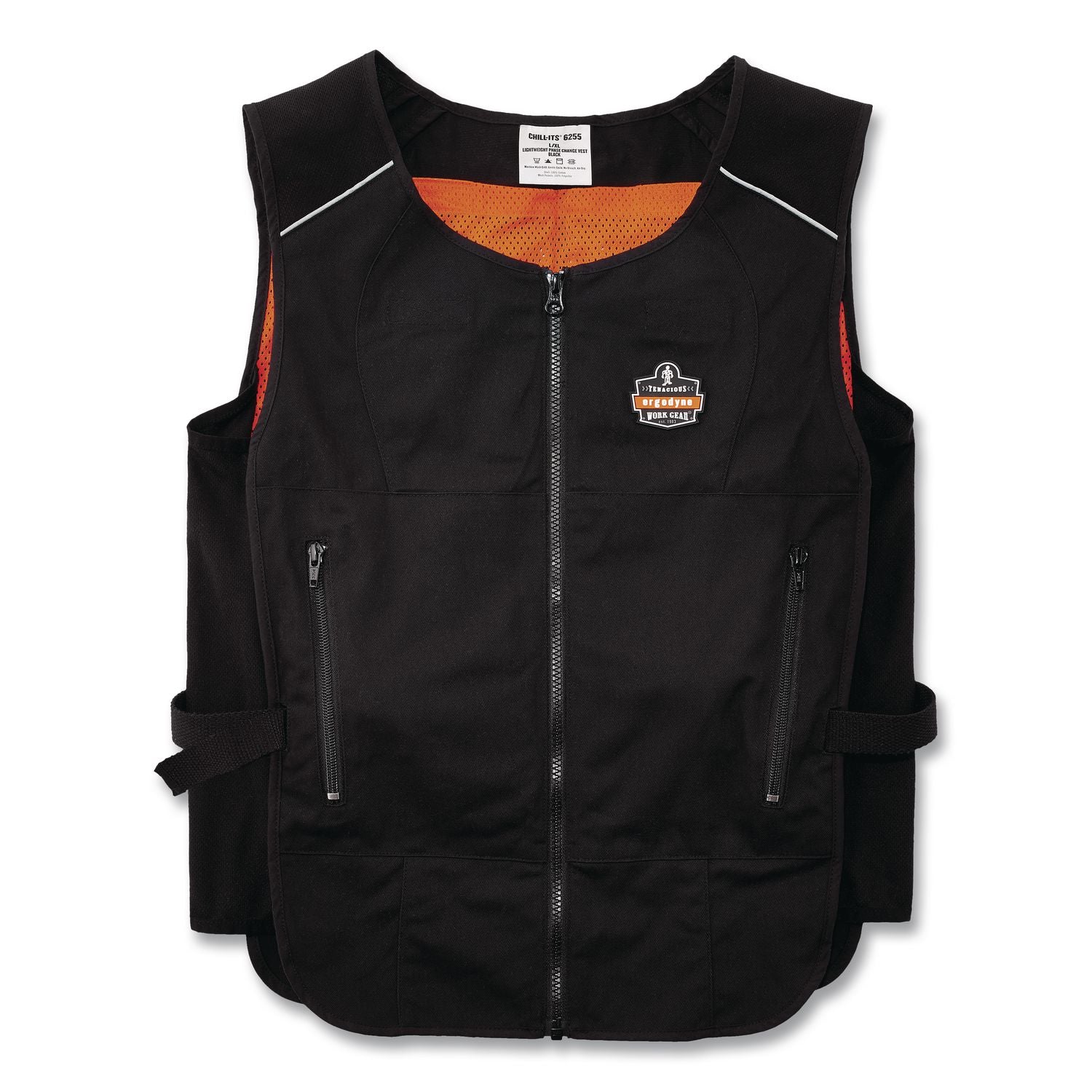 Chill-Its 6260 Lightweight Phase Change Cooling Vest with Packs, Cotton/Poly, 2X-Large/3X-Large, Black, Ships in 1-3 Bus Days