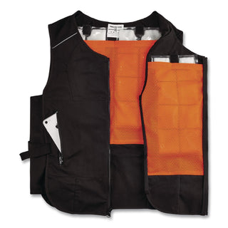 Chill-Its 6260 Lightweight Phase Change Cooling Vest with Packs, Cotton/Poly, 2X-Large/3X-Large, Black, Ships in 1-3 Bus Days