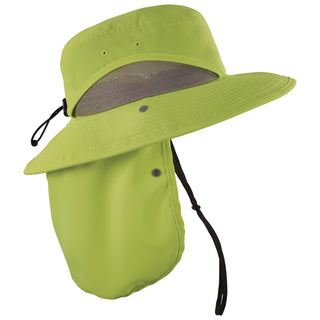 Chill-Its 8934 Ranger Hat with Neck Shade, Microfiber/Polyester, Large/X-Large, Lime, Ships in 1-3 Business Days