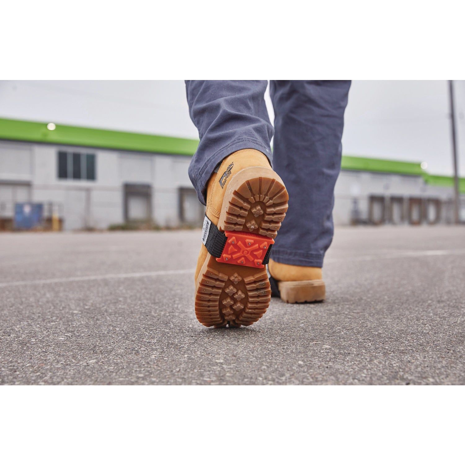 6317 Orange Ice Cleats Mid-Sole Heeled Boot, One Size Fits Most, Orange, Pair, Ships in 1-3 Business Days