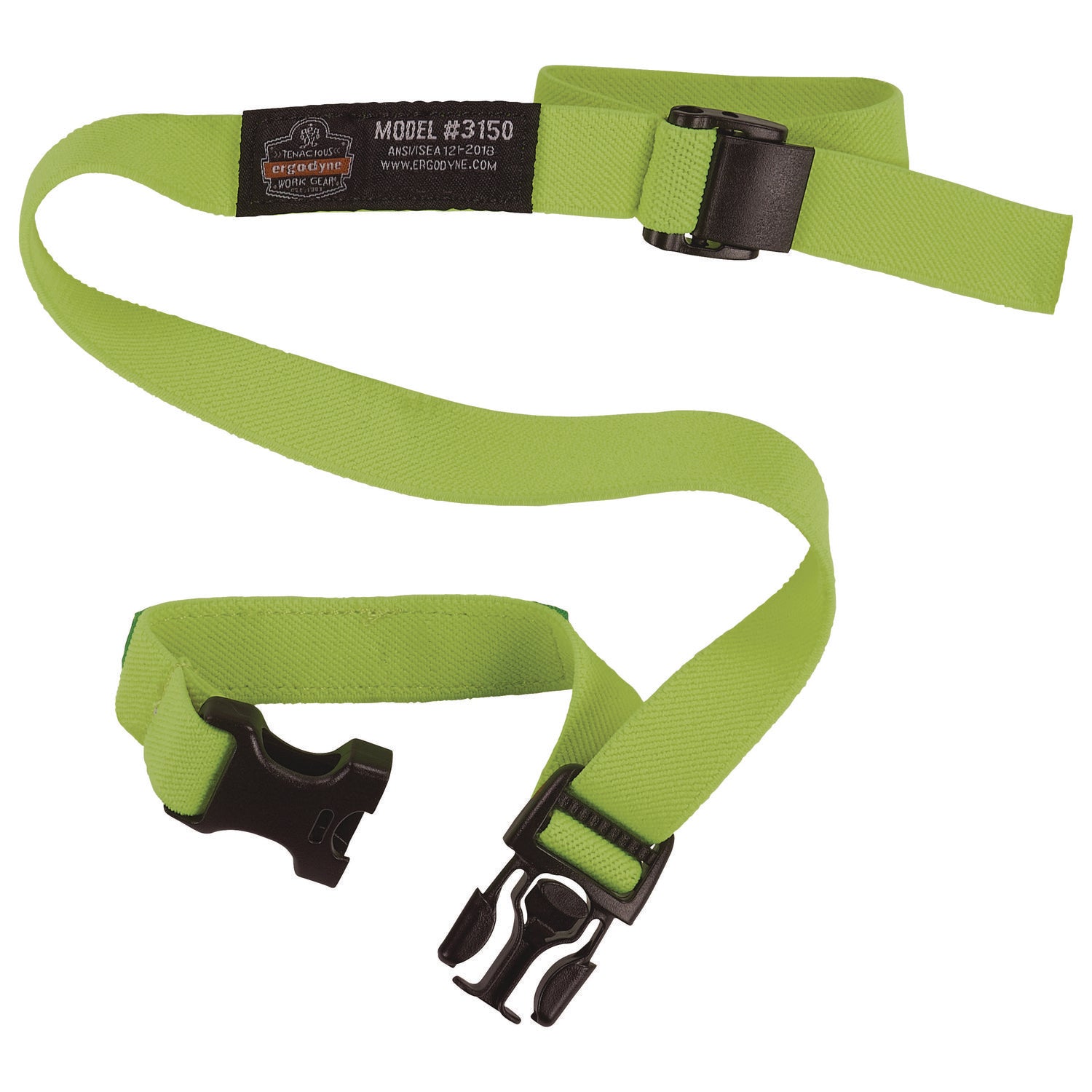 Squids 3150 Elastic Lanyard with Buckle, 2 lb Max Working Capacity, 18"-48" Long, Lime, 10/Pack, Ships in 1-3 Business Days - 1