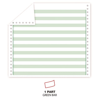 Printout Paper, 1-Part, 20 lb Bond Weight, 14.88 x 11, White/Green Bar, 2,400/Carton - 3
