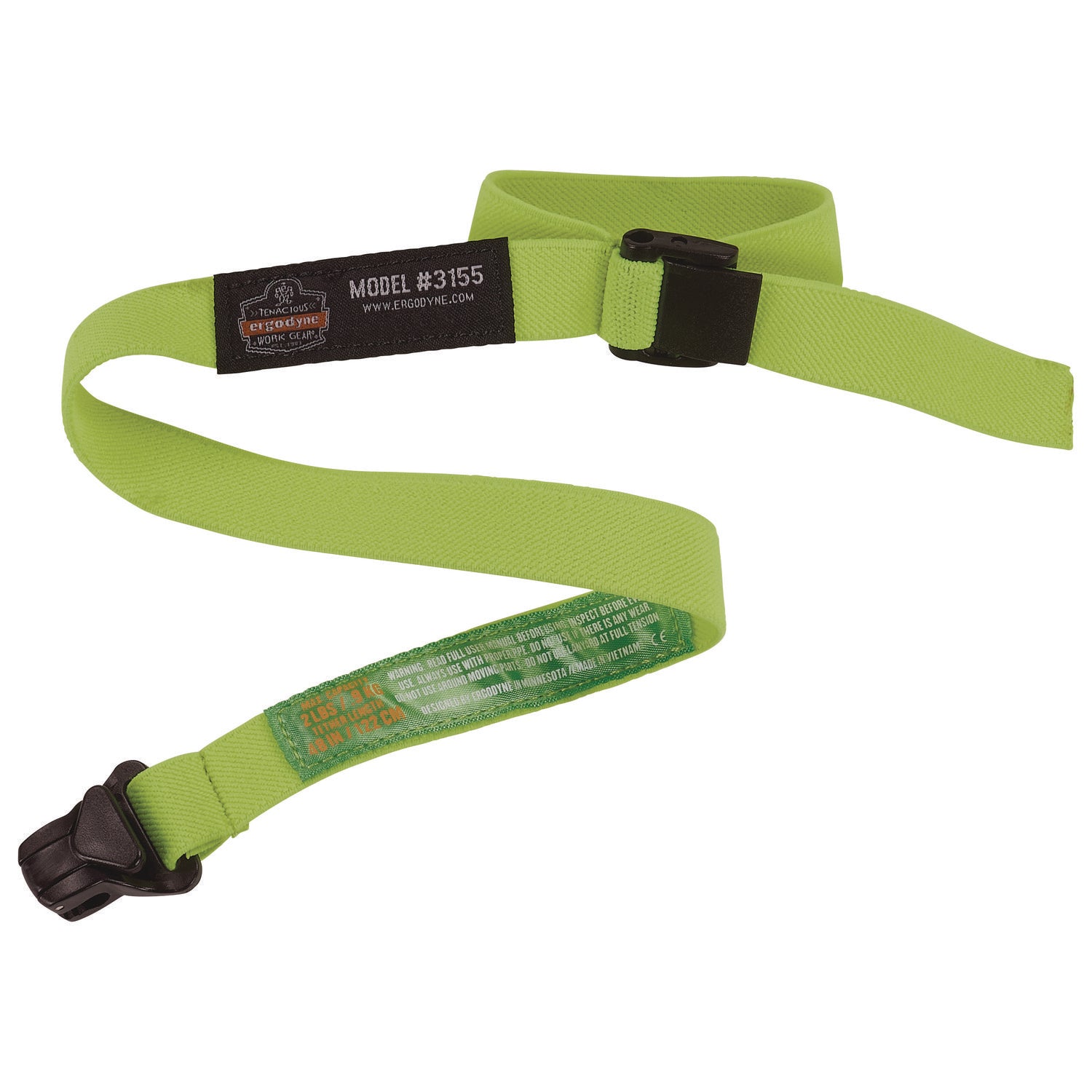 Squids 3155 Elastic Lanyard with Clamp, 2 lb Max Working Capacity, 18"-48" Long, Lime, 10/Pack, Ships in 1-3 Business Days