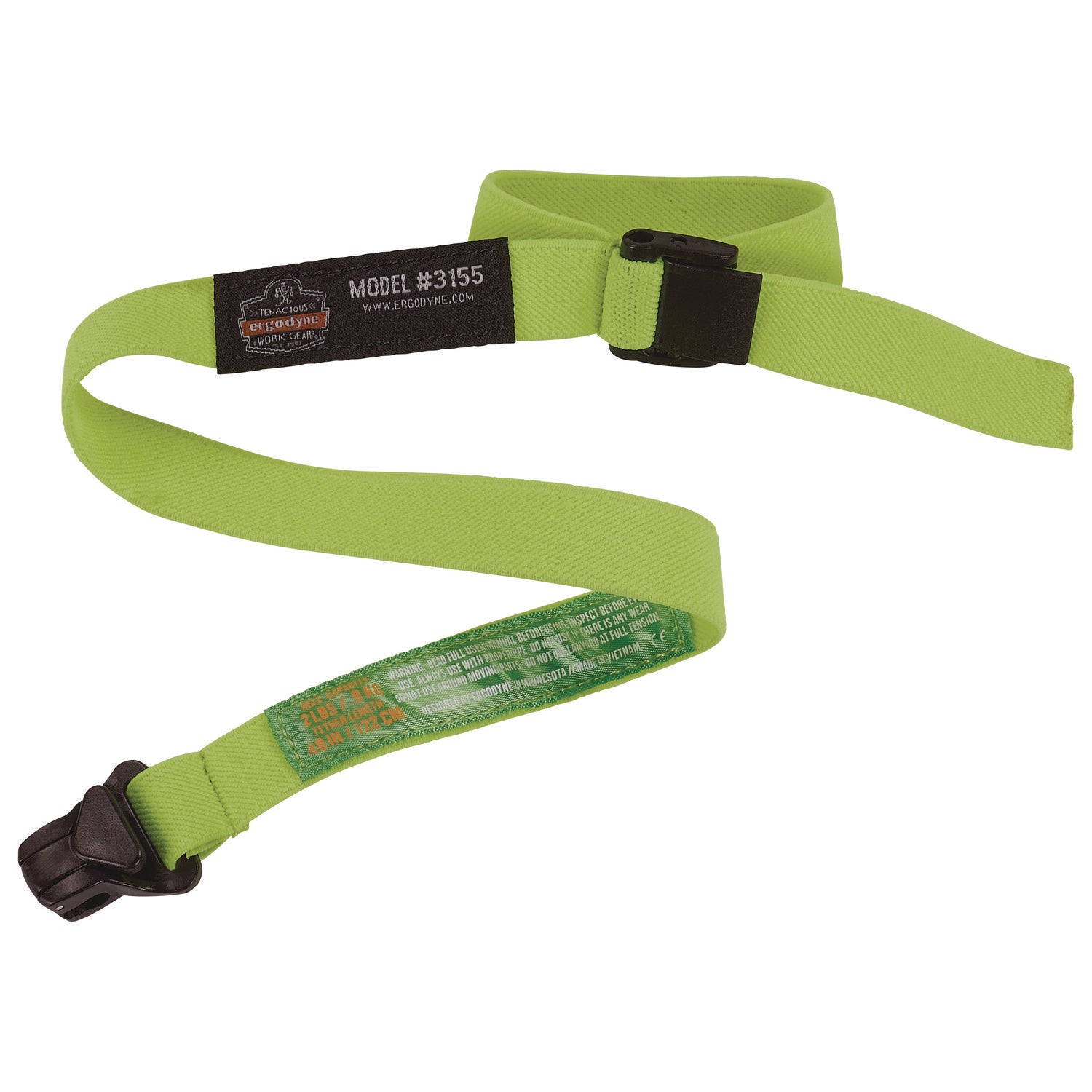 Squids 3155 Elastic Lanyard with Clamp, 2 lb Max Working Capacity, 18"-48" Long, Lime, 10/Pack, Ships in 1-3 Business Days - 1