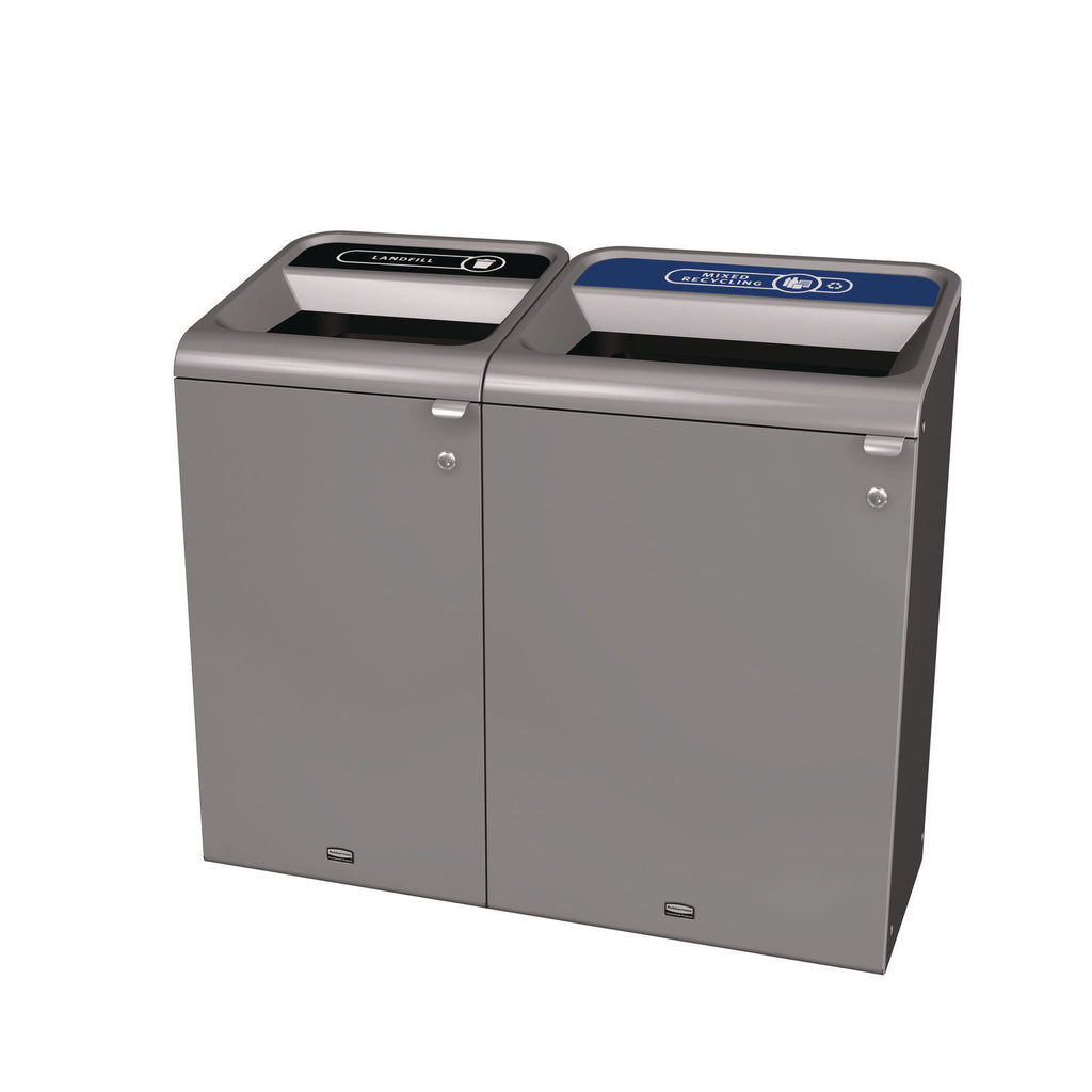 Configure Indoor Recycling Waste Receptacle, 33 gal, Metal, Gray - 3
