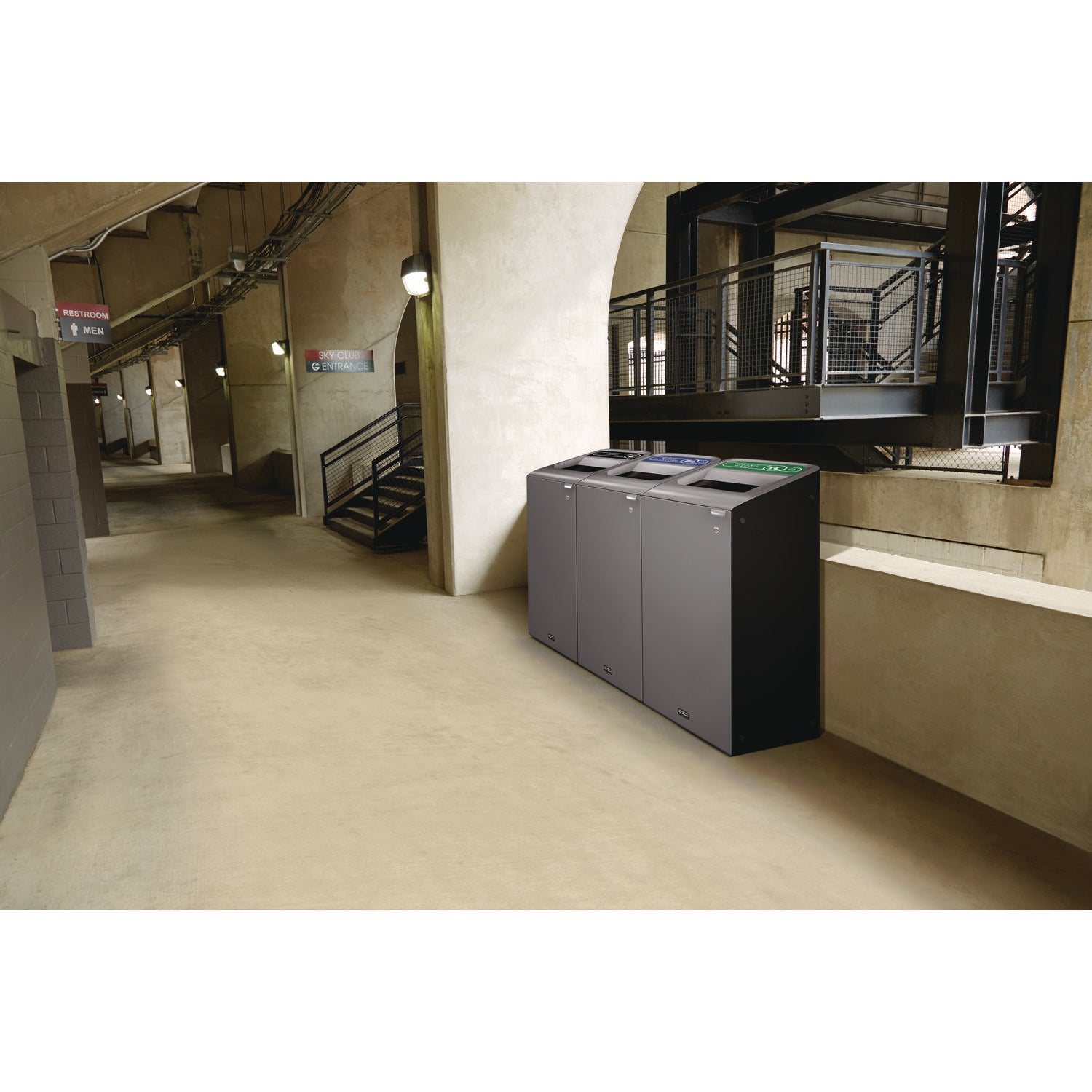 Configure Indoor Recycling Waste Receptacle, 33 gal, Metal, Gray - 5