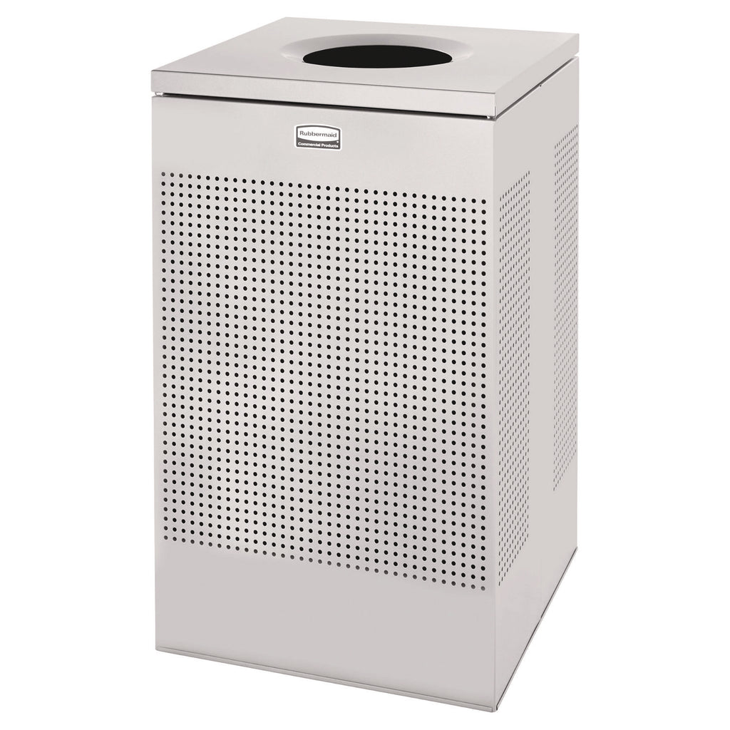 Designer Line Silhouettes Waste Receptacle, 20 gal, Steel, Silver Metallic