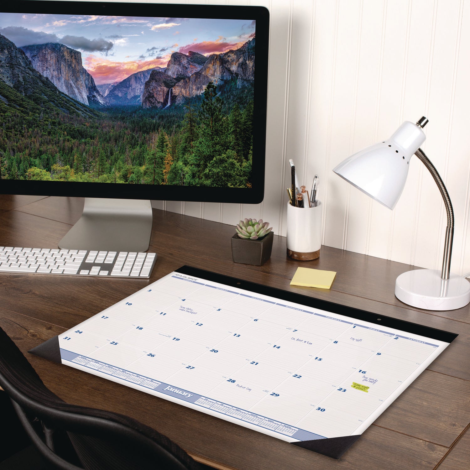 Desk Pad, 24 x 19, White Sheets, Black Binding, Black Corners, 12-Month (Jan to Dec): 2024 - 2