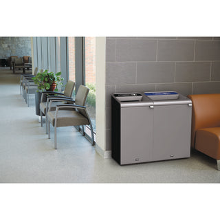 Configure Indoor Recycling Waste Receptacle, Mixed Recycling, 23 gal, Metal, Gray - 3
